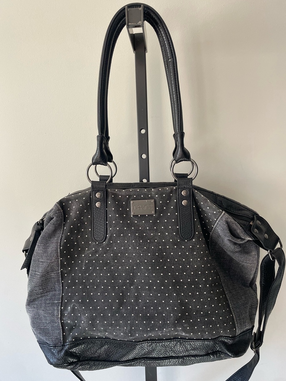Dakine Polka Dot Canvas Faux Leather Shoulder Bag Crossbody Handbag Purse